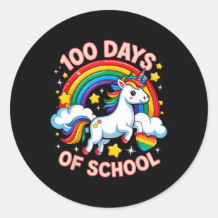 100 Tage Schultag Einhorn Mädchen Lehrer 100. Tag Runder Aufkleber