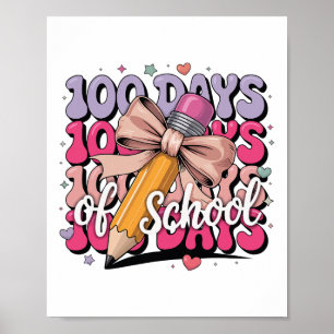 100 Tage Schultöchter Kokette Schleife Kinder Lehr Poster
