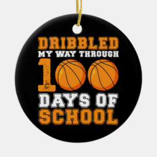100 Tage Schulturnier im Basketball dribbelte ich  Keramik Ornament
