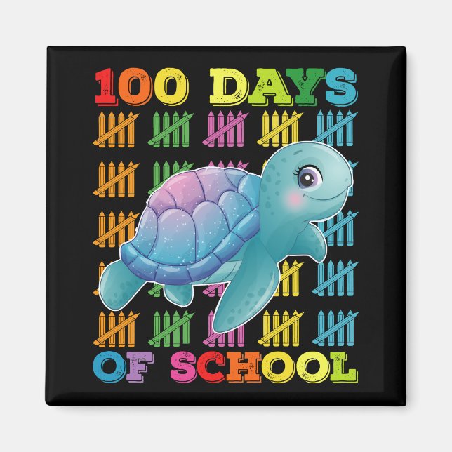 100 Tage Schulturtle Lehrer Schüler Magnet (Vorne)