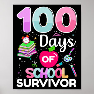 100 Tage Schulübergabe Lehrer Kinder 100 Tage Poster