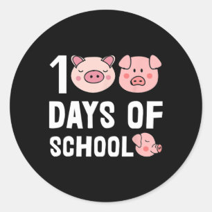 100 Tage Schweinefleisch Cartoon Lehrer Niedlich S Runder Aufkleber