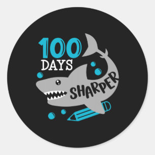 100 Tage Sharper Shark 100. Schultag für Junge Runder Aufkleber