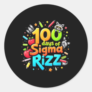 100 Tage Sigma Rizz Funny 100 Tage der Schule Runder Aufkleber