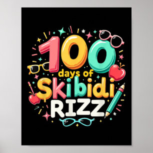 100 Tage Skibidi Rizz 100. Tag der Schule Kinder Poster