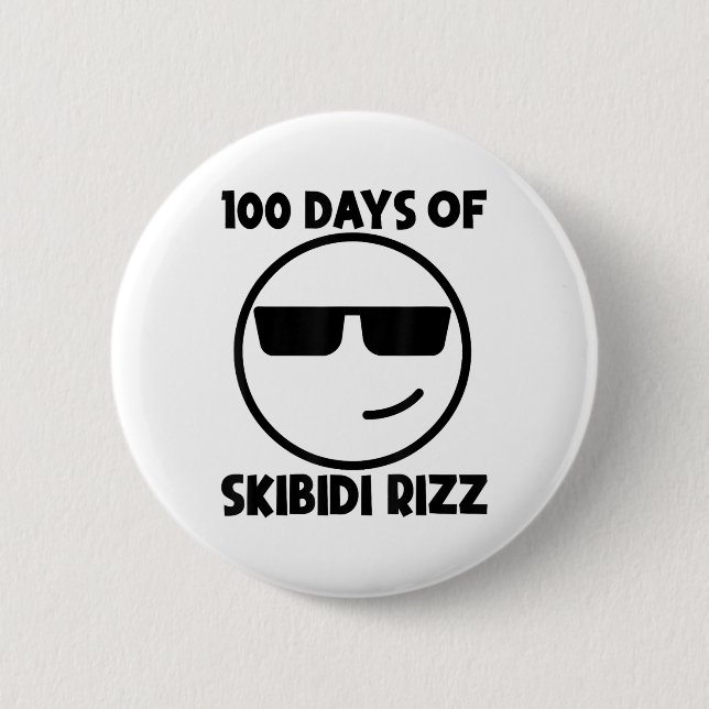 100 Tage Skibidi Rizz Cool 100 Tage Button (Vorderseite)