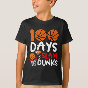 100 Tage Slam Dunks Bysketbyll Spaß 100. Tag T-Shirt