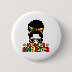 100 Tage Smarter Afro Girls Messy Bun Black Histor Button