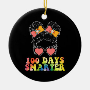 100 Tage Smarter Girls Messy Bun School Gefärbte K Keramik Ornament