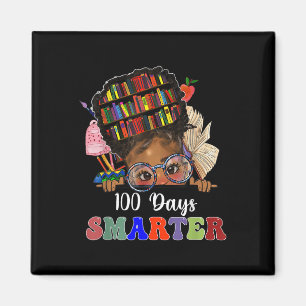 100 Tage Smarter Messy Bun Melanin Girls 100. Tag Magnet