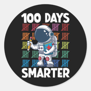 100 Tage Smarter Space Astronaut 100. Tagesschule Runder Aufkleber