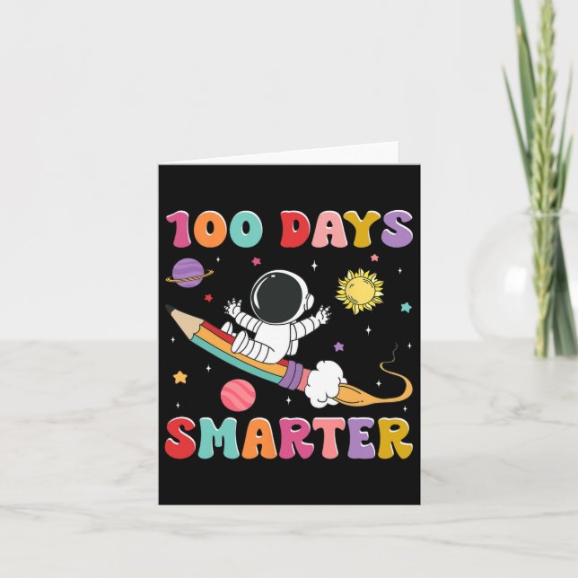 100 Tage Smartere Astronauten Weltraumjunge Kinder Karte (Vorderseite)