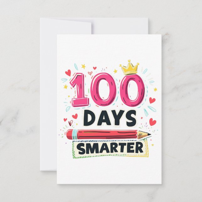 100 Tage Smartere Tage des Schullehrers Dankeskarte (Vorderseite)