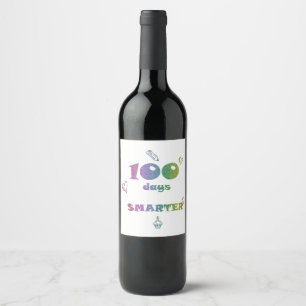 100 Tage Smarteres Weinlabel - Funny Teacher Gift Weinetikett