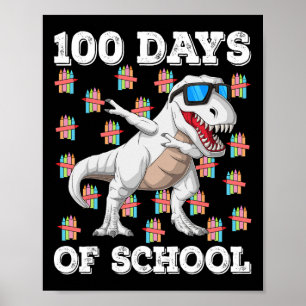 100 Tage T-rex Dabbing Kinder Jungen 100th D Poster