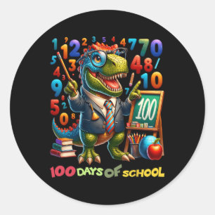 100 Tage T-Rex-Mathematik-Spaß für Lehrer und Runder Aufkleber