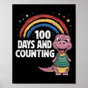 100 Tage und zählen Kinder Funny Dinosaurier 100 T Poster