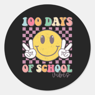 100 Tage Vibes Smile Teacher Boy Girl 100. Tag Runder Aufkleber
