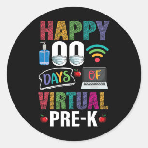 100 Tage virtueller Kinderlehrer vor der Kids-Ausb Runder Aufkleber