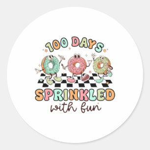 100 Tage voller Spaß Donuts Happy 100 Day Runder Aufkleber