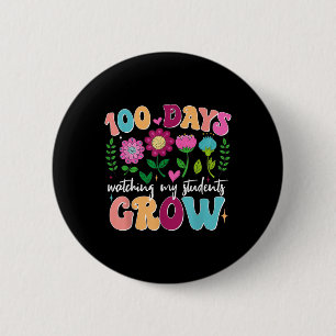 100 Tage wachsende Boho Blume Lehrer 100. Tag Button