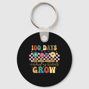 100 Tage wachsende Boho Blume Lehrer 100. Tag Schlüsselanhänger