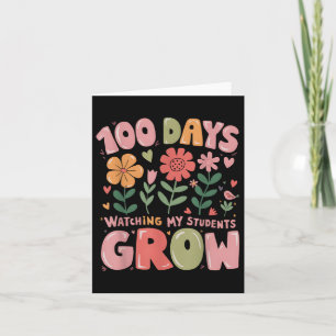 100 Tage wachsende Retro-Blume Lehrer 100. Tag Karte