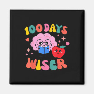 100 Tage weiser Retro Groovy 100 Tage Schultee Magnet