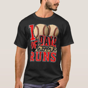 100 Tage Zuhause rennt Baseball Fans Player Studen T-Shirt