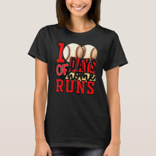 100 Tage Zuhause Runs School Baseball Boys Girls T-Shirt