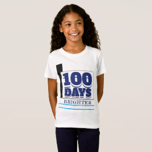 100. Tagesschule Lila Black Blue T-Shirt