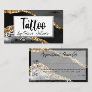 100 Tattoo-Künstler-Termin-Erinnerung Schwarz Gold Visitenkarte