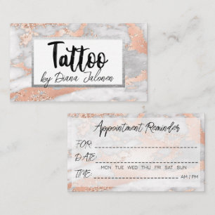 100 Termin Erinnerung Tattoo Künstler Rose Marmor Visitenkarte
