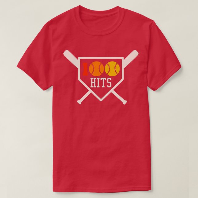 100 Treffer Softball Baseball Coach High School So T-Shirt (Design vorne)