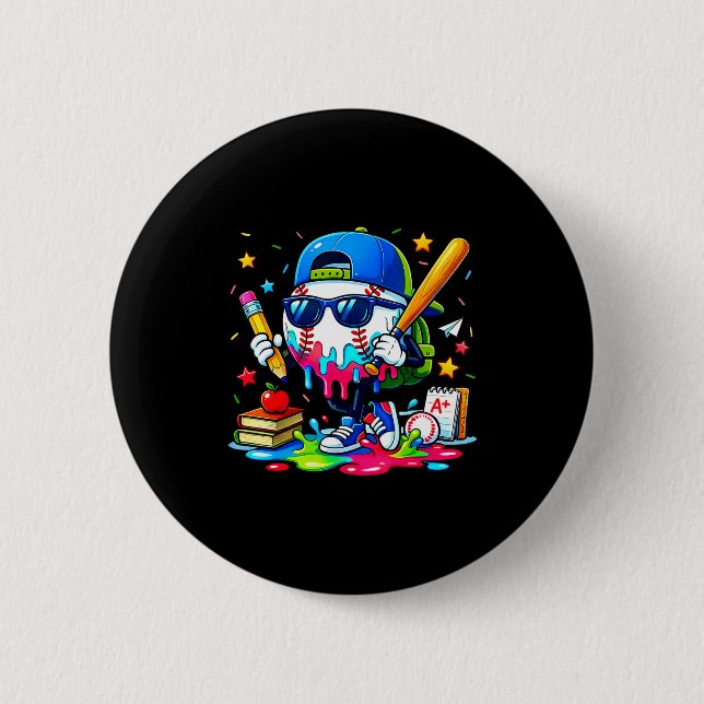 100 tröpfelnde Schultage Baseball Eiscreme Jungen  Button (Vorderseite)