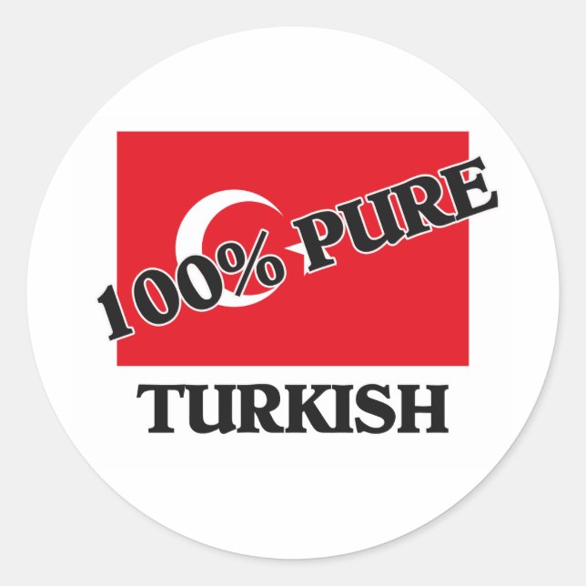 100 % TÜRKISCH RUNDER AUFKLEBER (Vorderseite)