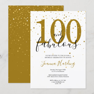100 und fabelhafte Elegant Gold und Black Birthday Einladung