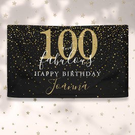 100 und fabelhafte Geburtstag Elegant Gold und Sch Banner