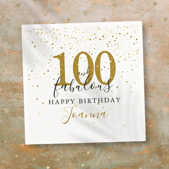 100 und fabelhafte Gold Black Birthday Party Serviette (100 and Fabulous Gold Black Birthday Party Napkins)