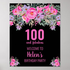 100 und fabelhafte schwarze Geburtstagsparty Poster