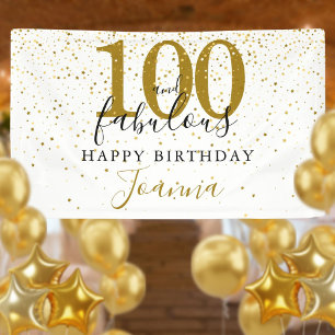 100 und fantastischer Geburtstag Elegant Gold und Banner