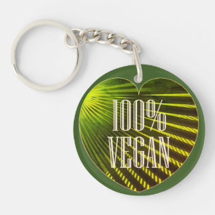 100 % Vegan - Motivationsmotiv für das Thema Grüne Schlüsselanhänger