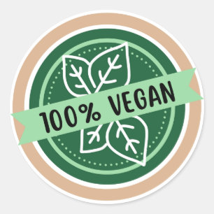 100 % Vegan, nur Vegane Inhaltsstoffe Runder Aufkleber