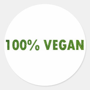 100% vegan runder aufkleber