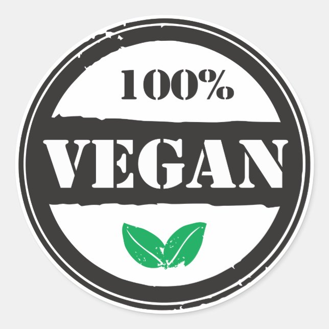 100 % VEGAN RUNDER AUFKLEBER (Vorderseite)