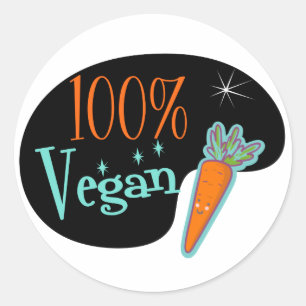 100 % Vegan Runder Aufkleber