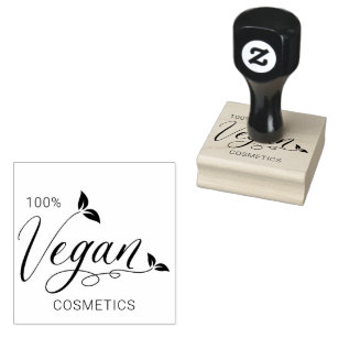 100 % vegane Kosmetika Kreatives Veganes Logo Gummistempel