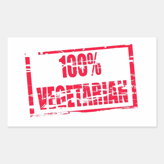 100% vegetarisch rechteckiger aufkleber (Vorderseite)