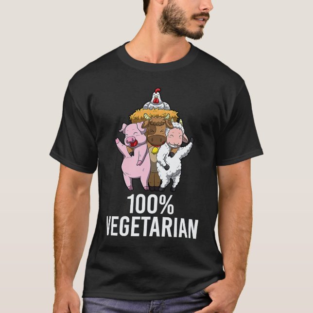 100 Vegetarische Veggie AF Vegan Statement Herren  T-Shirt (Vorderseite)