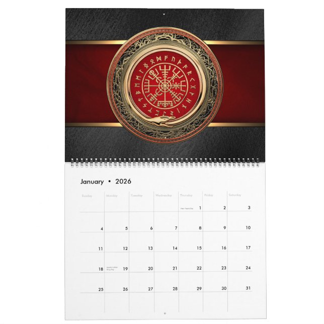 [100] Vegvisir - Viking Gold Magic Runic Compass Kalender (Jan 2026)